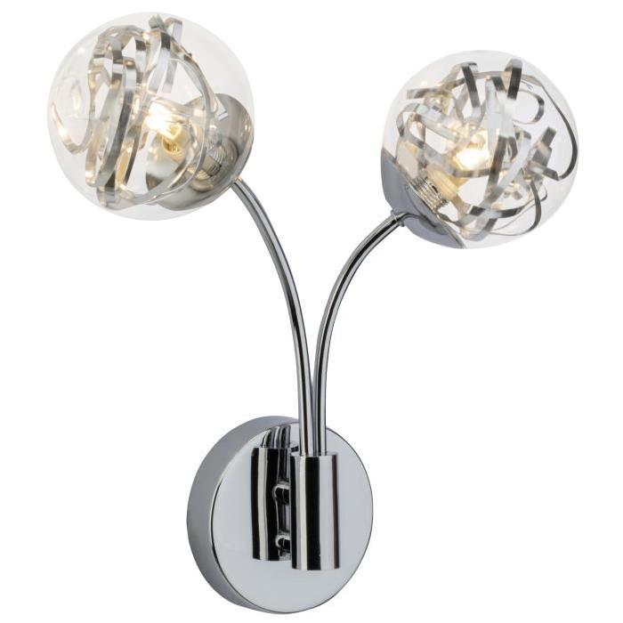 Applique spot LED a 2 lumieres en verre avec ruban Cinta G9 3,5W chrome