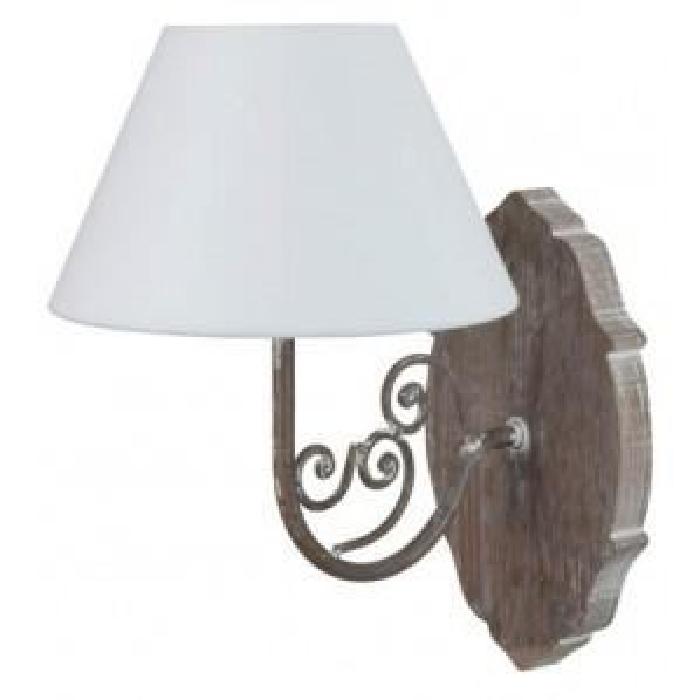 CLOTILDE Applique en bois et fer forgé E14 40W blanc et brun