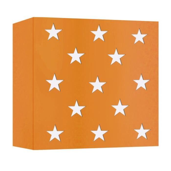 ETOILES CARRÉS pplique tôle acier 20x20x10,5 cm Orange