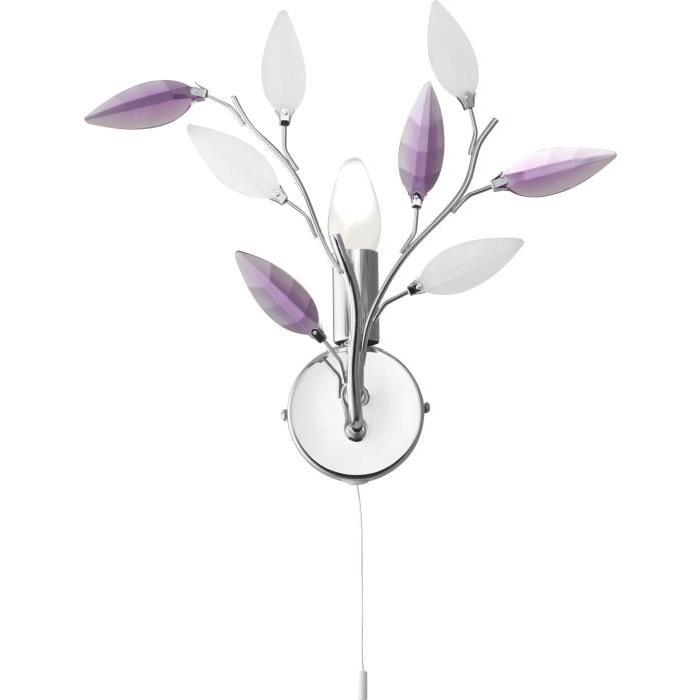 GLOBO LIGHTING Applique - Cristaux acryliques - 35x33 cm - Hauteur 100 - Chrome et lilas satiné