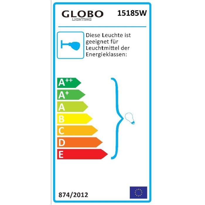 GLOBO LIGHTING Applique luminaire mat - Plastique - Tissu gris - Interrupteur - 15 x26 cm - 40W - 230V