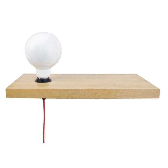 CONSOLE Lampe applique Bois hetre - 50x18x2cm - Naturel/Rouge