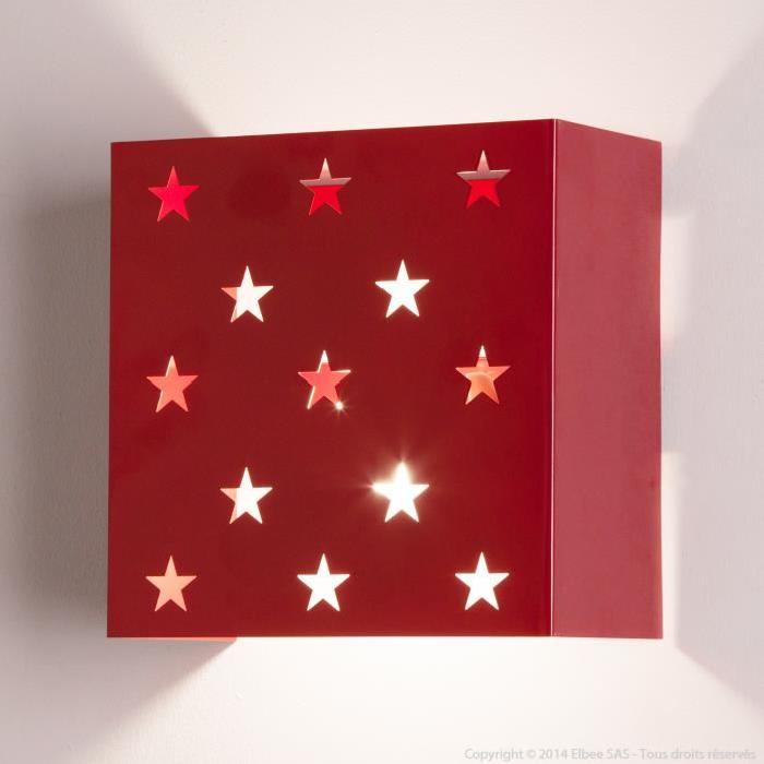 ETOILES CARRÉS Applique tôle acier 20x20x10,5 cm Rouge