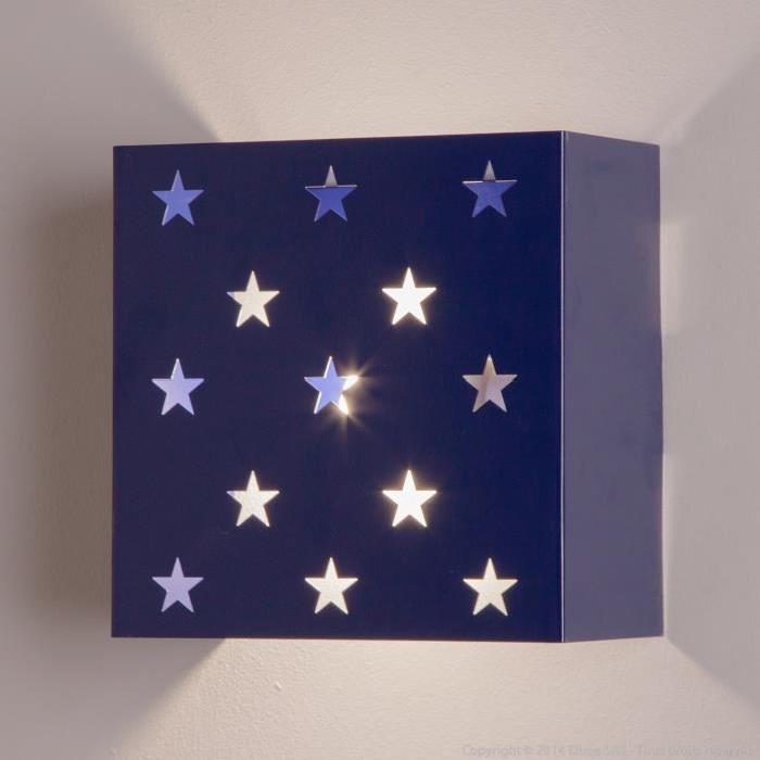 ETOILES CARRÉS pplique tôle acier 20x20x10,5 cm Bleu Marine