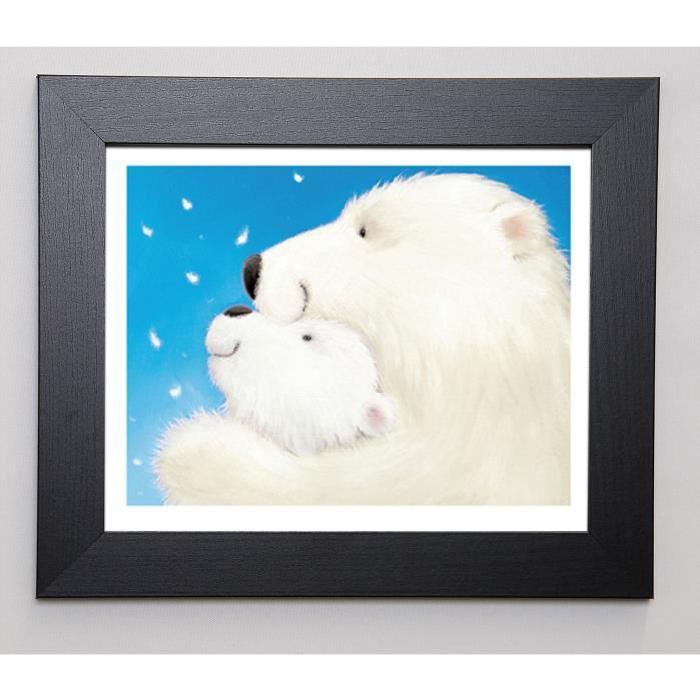 EDGSON Image encadrée Fluffy Bears III 31x37 cm Bleu