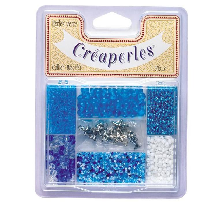 KIMPLAY Kit perles en verre - Bleu