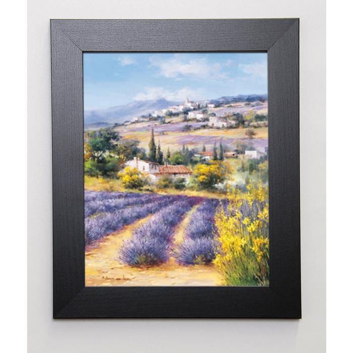 JULIEN Image encadrée Village de lavandes 31x37 cm Violet