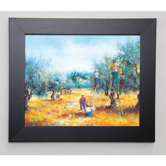 JULIEN Image encadrée La cueillette des olives 31x37 cm Multicolore