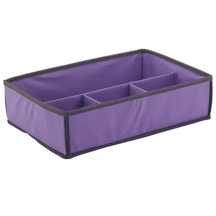 BAGGY Boîte de rangement 4 compartiments renfort carton 58x23 cm violet