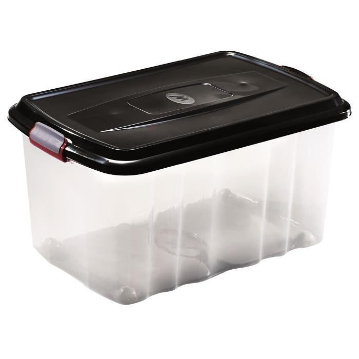 M-HOME BOX SPORTER Bac de rangement a roulettes + Couvercle 45L noir