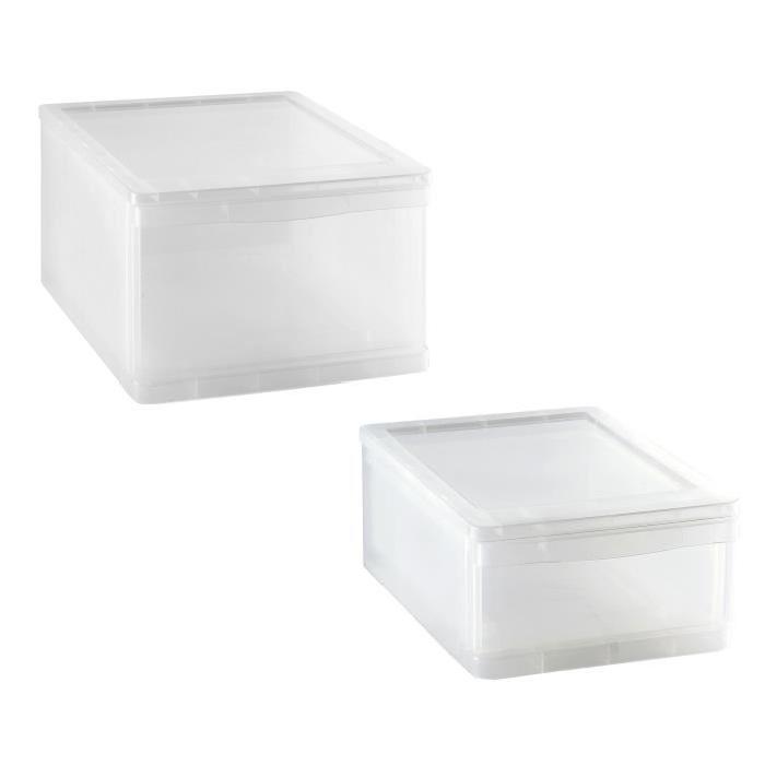 SUNDIS Lot de 2 boîtes Clear Drawer 8L et 20L transparent