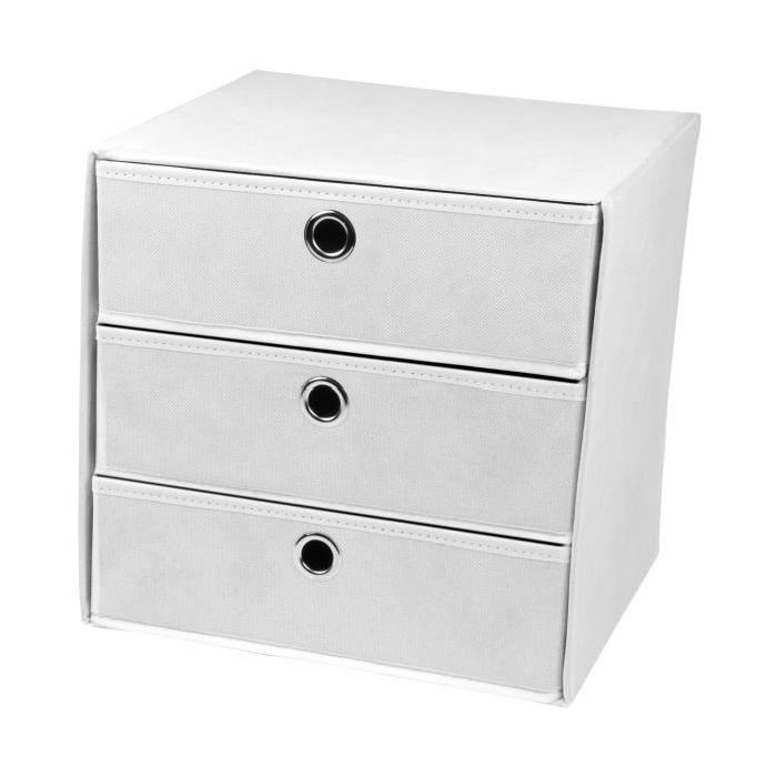 Cube de rangement intissé 3 tiroirs 31x29xH31 cm blanc