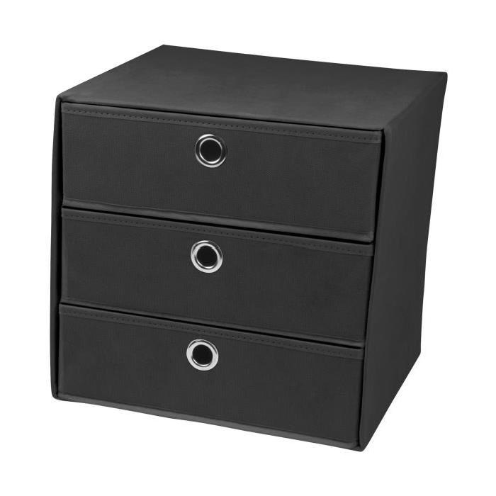 Cube de rangement intissé 3 tiroirs 31x29xH31 cm noir