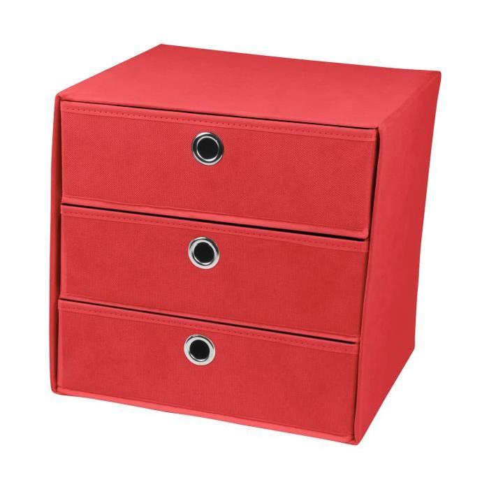 Cube de rangement intissé 3 tiroirs 31x29xH31 cm rouge