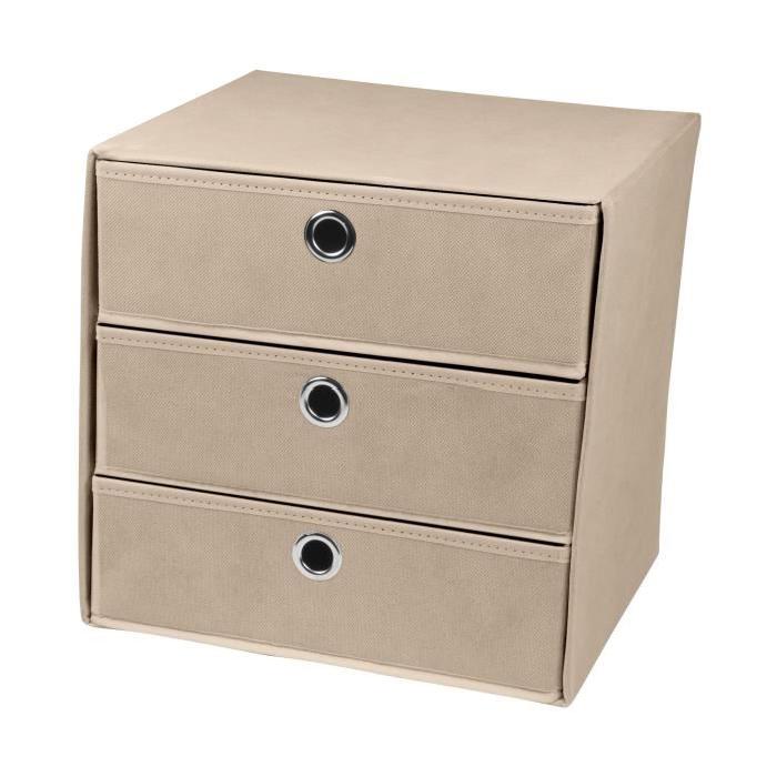 Cube de rangement intissé 3 tiroirs 31x29xH31 cm taupe