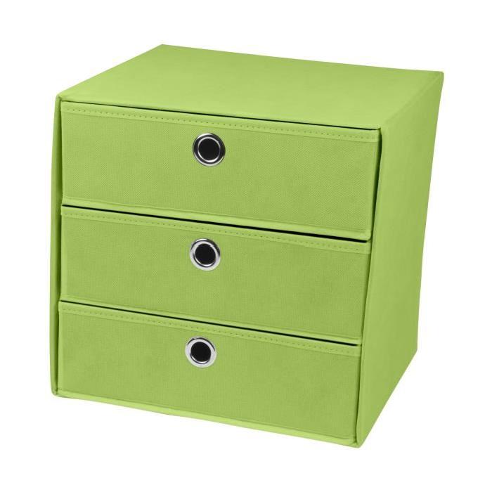 Cube de rangement intissé 3 tiroirs 31x29xH31 cm vert