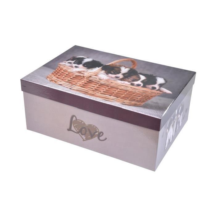 HOMEA Set de 7 boîtes de rangement Love Dog 26-28-30-33-35-37-39 cm gris