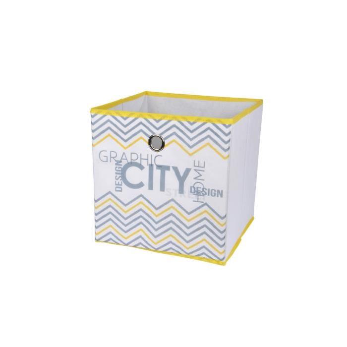 HOMEA Panier de rangement Geometrik 12x12x12 cm blanc et jaune