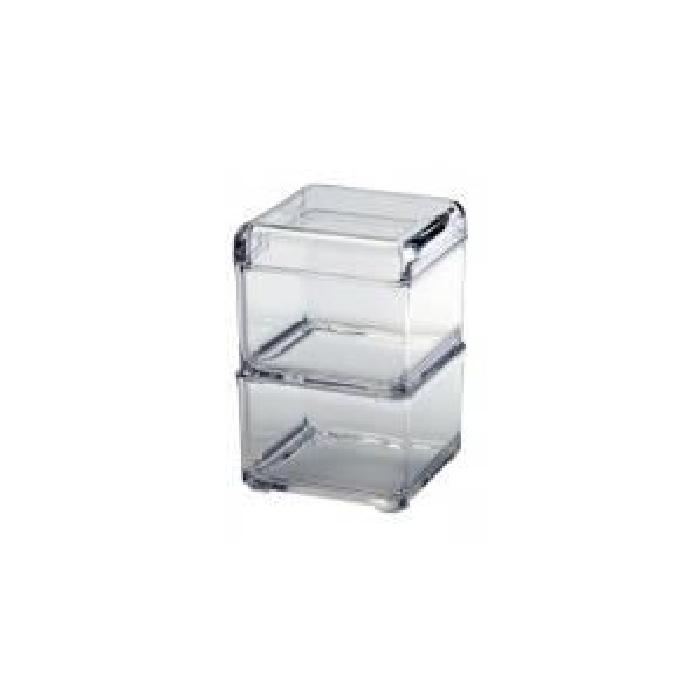 GERSON Lot de 2 boites de rangement maquillage - 7,5x7,5x11,5 cm - Transparent