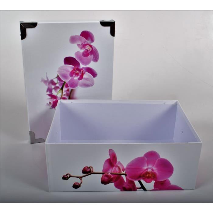 FLEURS Lot de 3 boites de rangement en carton imprimé - L/M/S - Grandes tailles