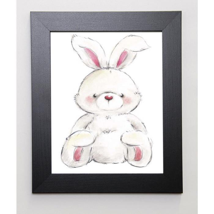 MAKIKO Image encadrée Rabbit 31x37 cm Blanc