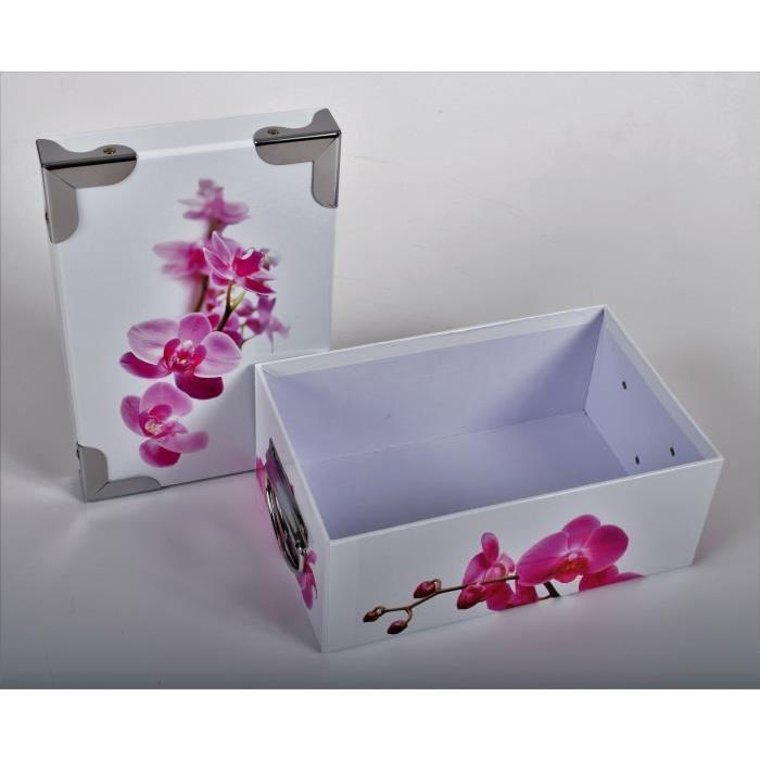 FLEURS Lot de 4 boites de rangment carton imprimé - XL/L/M/S