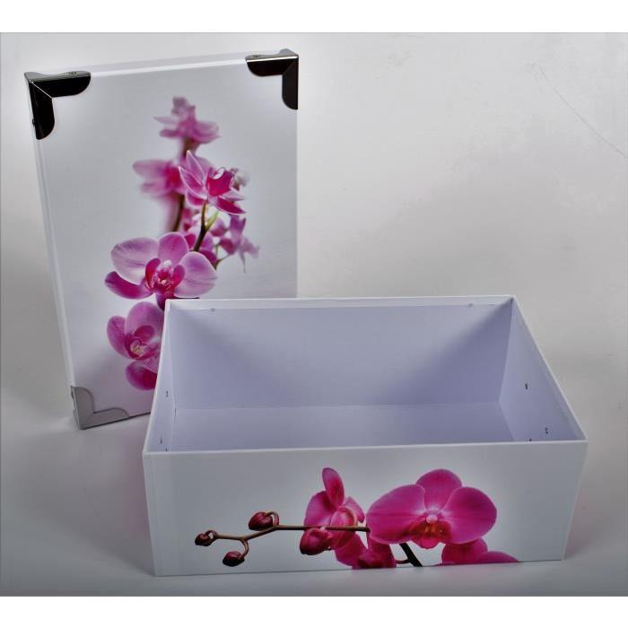 FLEURS Lot de 3 boites de rangement en carton imprimé - L/M/S