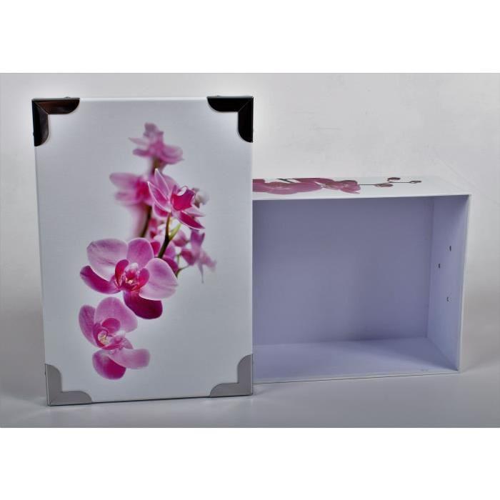 FLEURS Lot de 3 boites de rangement en carton imprimé - L/M/S