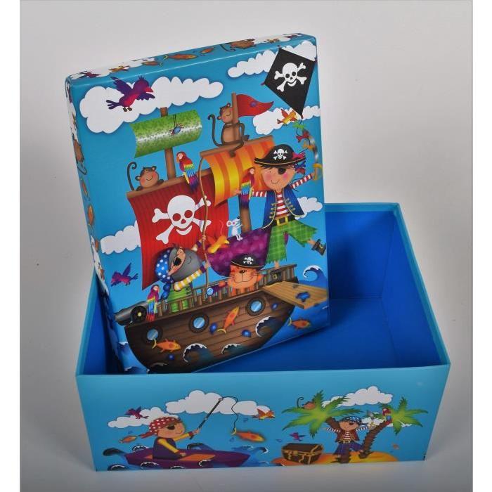 PIRATE Lot de 2 boites de rangement en carton imprimé - Taille : L - M