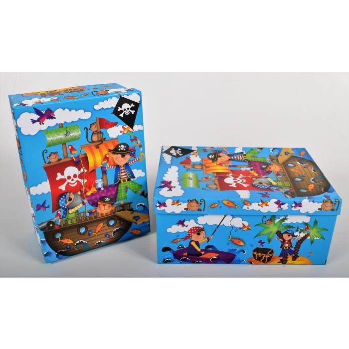 PIRATE Lot de 2 boites de rangement en carton imprimé - Taille : XL - L