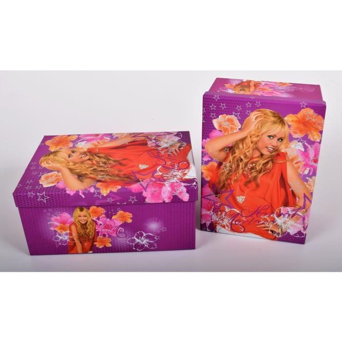 HANNA MONTANA Lot de 2 boites de rangement en carton imprimé - Taille : L - M