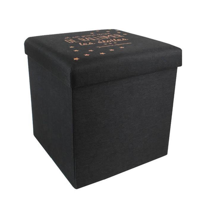 Coffre Pouf pliable en tissu - Noir