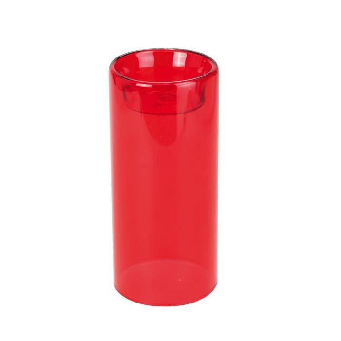 Bougeoir rouge en verre diametre 6 cm