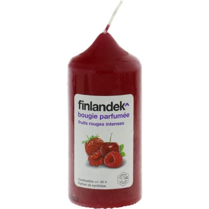 FINLANDEK Bougie cylindrique - Parfum fruits rouge - Rouge