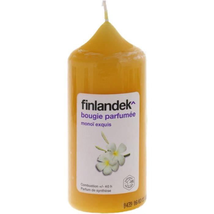 FINLANDEK Bougie cylindrique - Parfum huile de monoi - Jaune