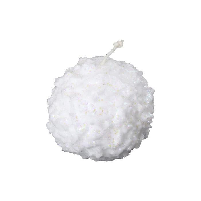 Bougie de Noël Boule de neige diametre 8 cm Blanc