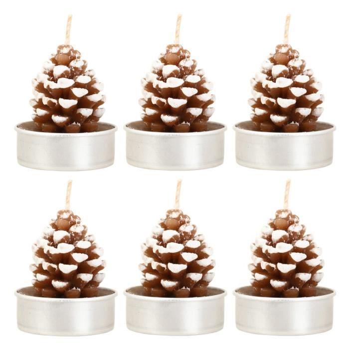 Lot de 6 Bougies de Noël Pomme de pin chauffe-plat