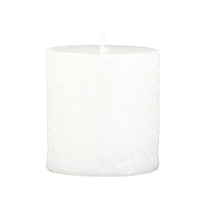 Lot de 12 Bougies de Noël piliers arabesque 7,3x10 cm Blanc