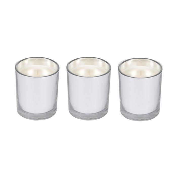 Lot de 3 Bougies verrine - 7 x 8 cm - Argent - Ambré