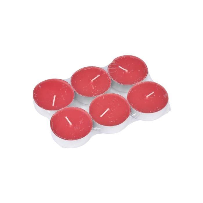 Lot de 6 bougies maxi chauffe plat Fraise