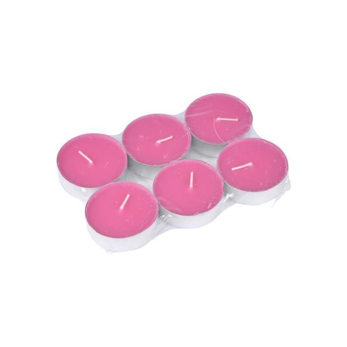 Lot de 6 bougies maxi chauffe plat Rose