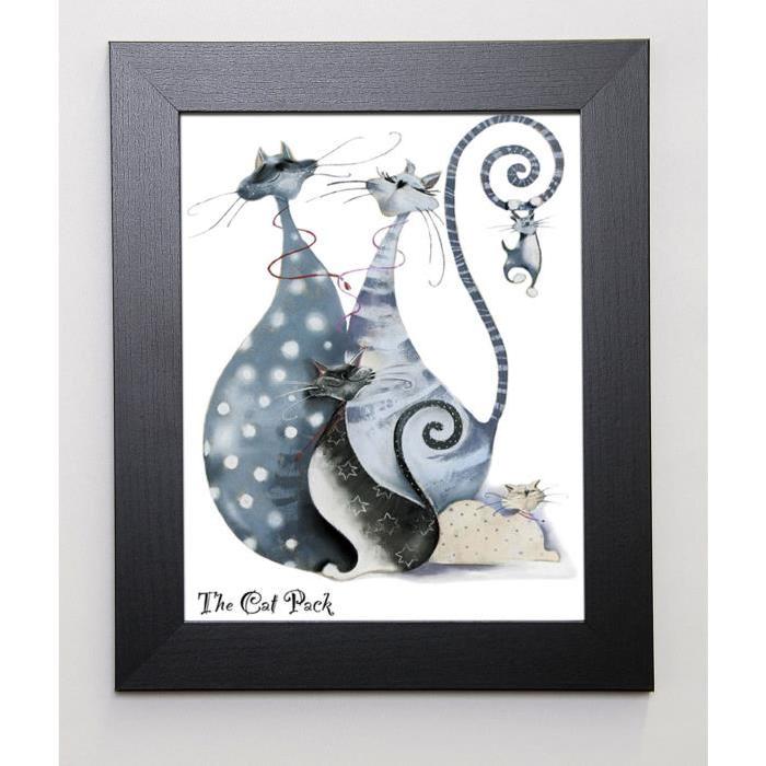 ROBERTSON Image encadrée The Cat Pack 31x37 cm Gris