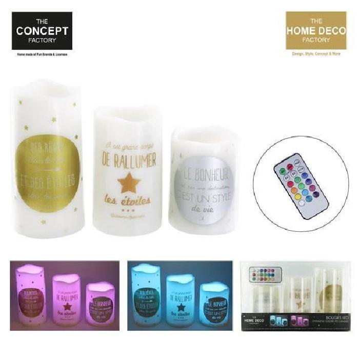 Lot de 3 Bougies Lumineuses LED Avec Télécommande