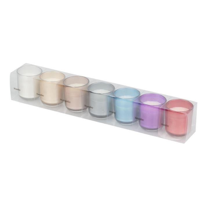 Coffret Bougies en verre  - 7 pieces - 5,7 x 6 cm