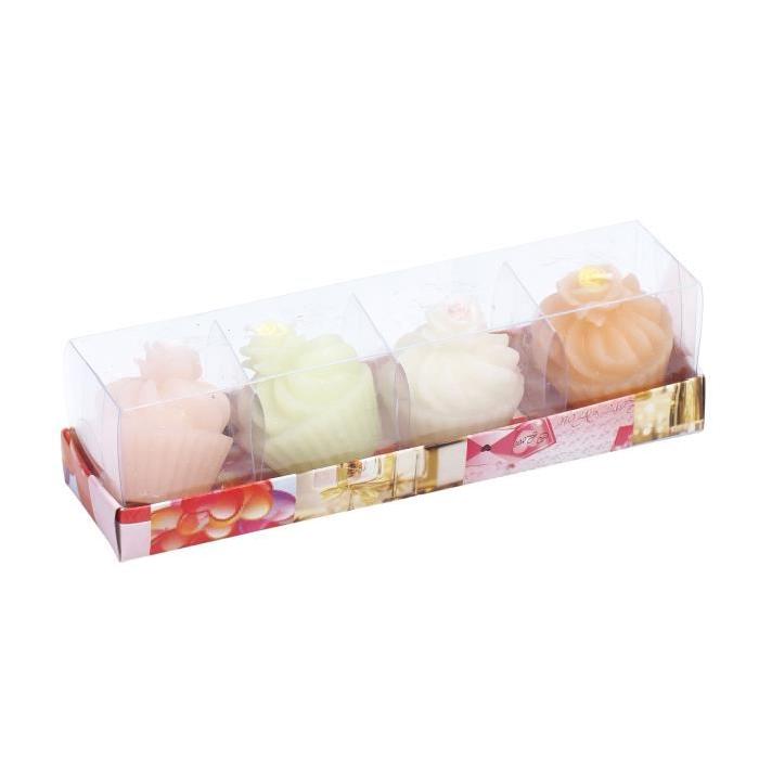 Bougies en forme de gateaux -  4 pieces -  4,5 x5 cm