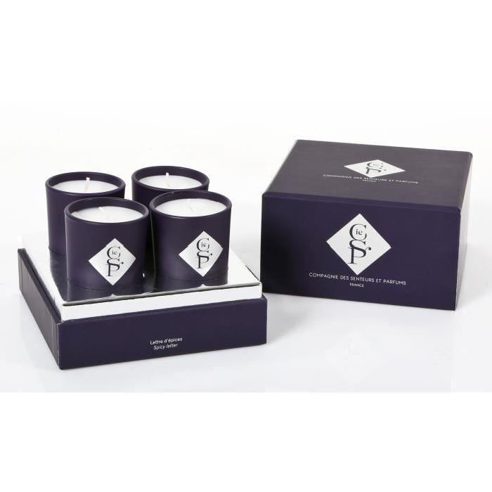 Coffret bougies 4 verres Lettre d'épices