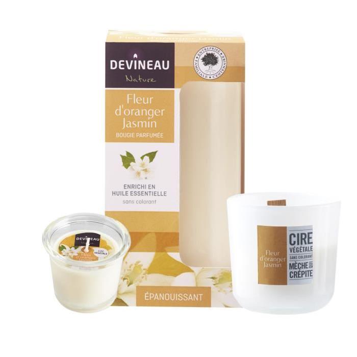 DEVINEAU Lot de 3 bougies parfumées fleur d'oranger jasmin