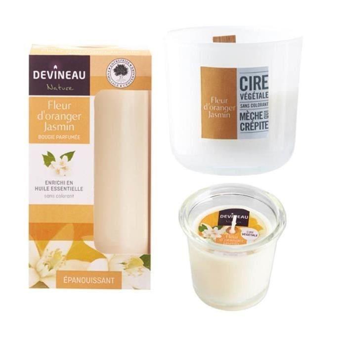 DEVINEAU Lot de 3 bougies parfumées fleur d'oranger jasmin