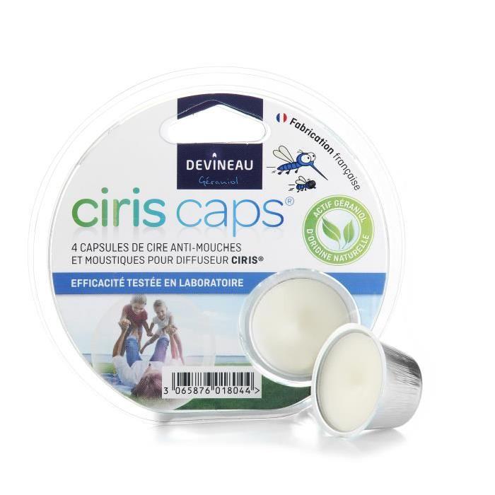 DEVINEAU Ciris Lot de 4 capsules de cire parfumée anti mouches et moustiques géraniol