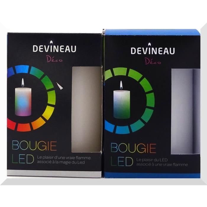 DEVINEAU Lot de bougies led avec flamme - Multicolore, Bleu et vert